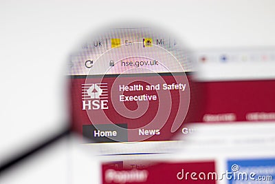 Los Angeles, USA - 1 February 2021: HSE Health and Safety Executive website page. Hse.gov.uk logo on display screen, Illustrative Editorial Stock Photo