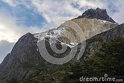 Los cuernos rock formations in Torres del Paine - W circuit Trekking Stock Photo