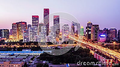 Los edificios del módem de Jianwai CBD en la noche metrajes Los edificios del módem de Jianwai CBD en la noche metrajes