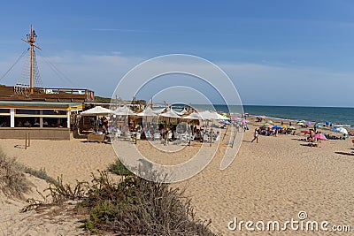 Los Enebrales beach in Punta Umbria, Huelva, Andalusia, Europe. Editorial Stock Photo