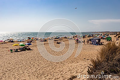 Los Enebrales beach in Punta Umbria, Huelva, Andalusia, Europe. Editorial Stock Photo