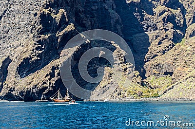 Los Gigantes cliffs view from atlantic ocean at Playa de masca Stock Photo