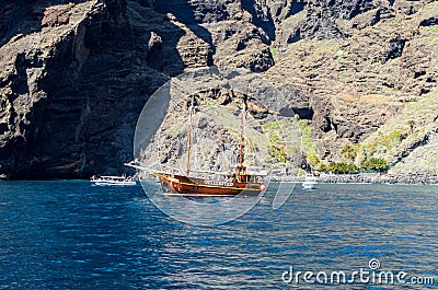 Los Gigantes cliffs view from atlantic ocean at Playa de masca Stock Photo