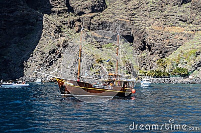 Los Gigantes cliffs view from atlantic ocean at Playa de masca Editorial Stock Photo