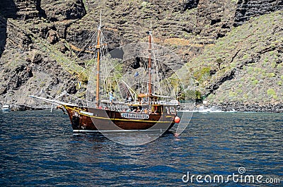 Los Gigantes cliffs view from atlantic ocean at Playa de masca Editorial Stock Photo