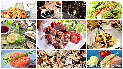 Los mariscos sirven el collage Los mariscos sirven el collage