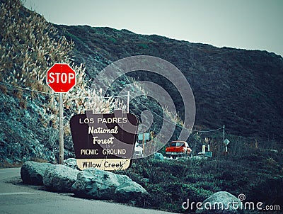 Los Padres National Forest sign in California Stock Photo