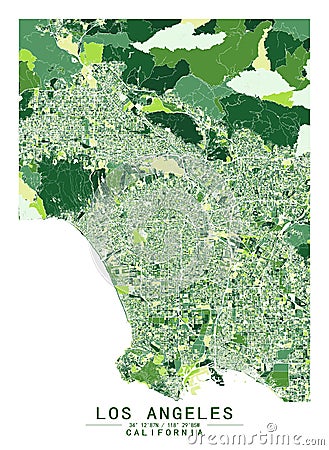 LosAngeles,California USA Creative Color Block Map Decor Serie Stock Photo