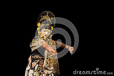 Traditional Mask Dance, Nani Topeng Losari from Sanggar Purwa Kencana Cirebon, West Java - Indonesia. Stock Photo