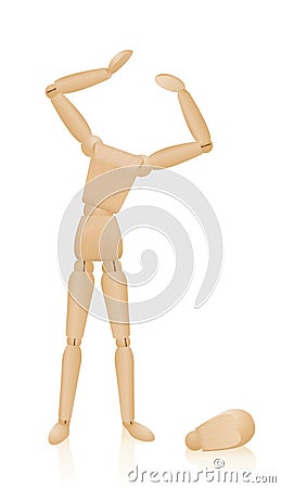 Lose Ones Head Wooden Mannequin Losing Mind Vector Illustration