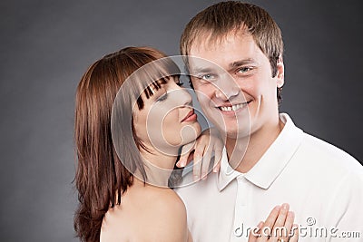 Ð¡lose-up portrait of beautiful loving couple Stock Photo