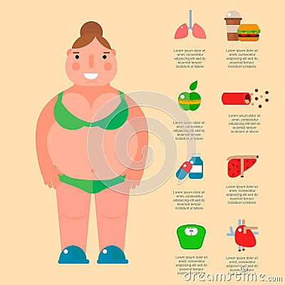 Lose weight by jogging infographic elements and health care concept flat vector illustration Vector Illustration