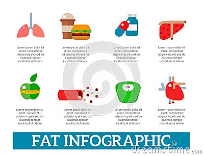 Lose weight by jogging infographic elements and health care concept flat vector illustration Vector Illustration