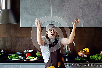 Loser bachelor on modern kitchen concept Stock Photo