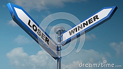 Loser - Winner street signs - 3D rendering illustration Cartoon Illustration