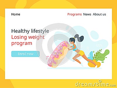 Losing weight concept landing page. Vector Illustration