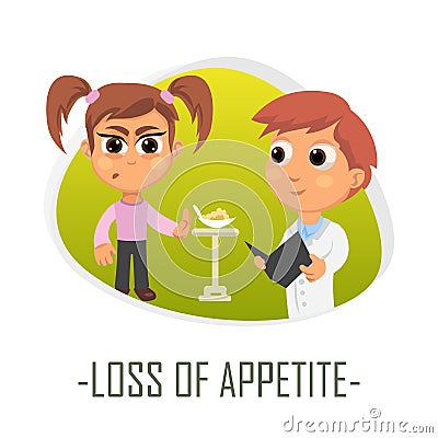 Loss of appetite medical concept. Vector illustration. Cartoon Illustration