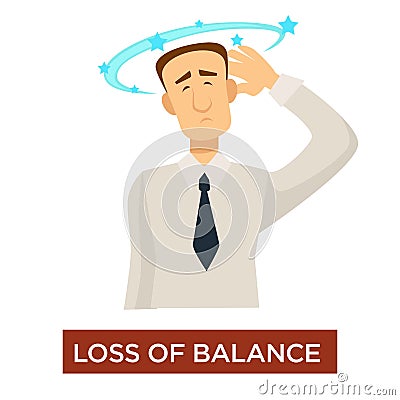 Loss of balance dizziness stroke symptom disease prevention Vector Illustration