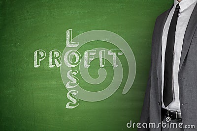 Loss & profit on blackboard Stock Photo