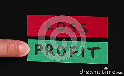 Loss and profit text conception Stock Photo