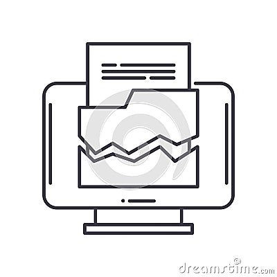Lost data icon, linear isolated illustration, thin line vector, web design sign, outline concept symbol with editable Vector Illustration