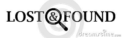 Lost & found icon. Lost and found black sign on a white background. Vector Illustration Stock Photo