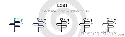 Lost icon in filled, thin line, outline and stroke style. Vector illustration of two colored and black lost vector icons designs Vector Illustration