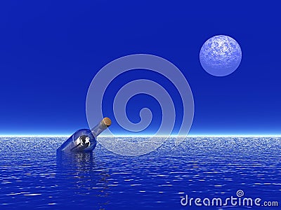 Lost message in the ocean Stock Photo