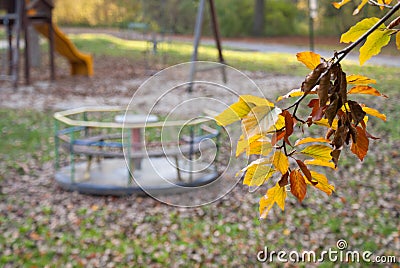 Lost playground in Autumn Stock Photo
