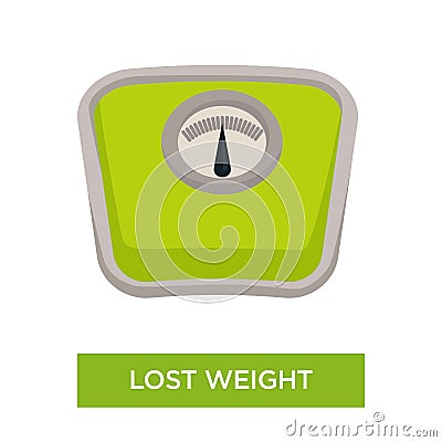 Lost weight isolated scales or weigher sport and diet Vector Illustration