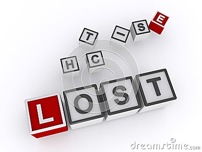 lost word block on white Stock Photo