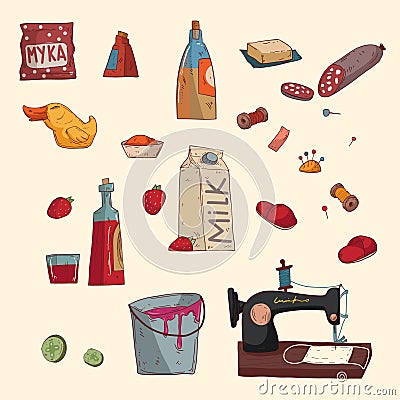 A lot of all sorts of household Vector Illustration