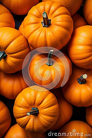 A lot of big orange pumpkins at outdoor farmers market, closeup photo, autumn harvest and thanksgiving concept Stock Photo