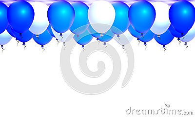 A lot of blue and white balloons Vector Illustration