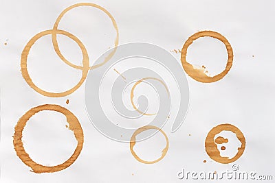 Coffee stains on the white background Stock Photo