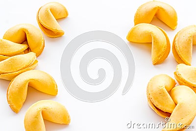 A lot of Chinese New Year fortune cookies. Chinese New Year background Stock Photo