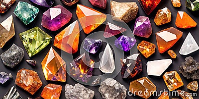 Background of crystals and gemstones Stock Photo