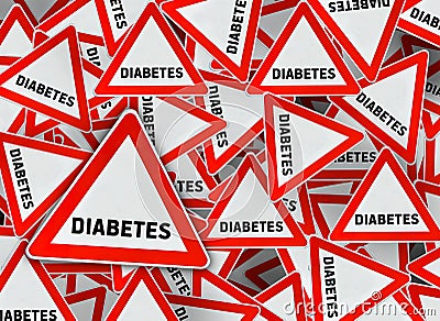 A lot of diabetes triangle road sign Stock Photo