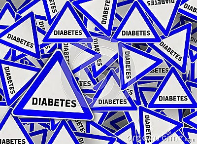 A lot of diabetes triangle road sign Stock Photo