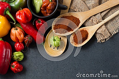 A lot of different kind of peppers Stock Photo