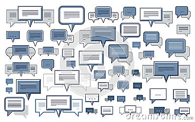 A lot of diversity speech bubbles vector set, different dialog signs geometric flat style. Vector Illustration