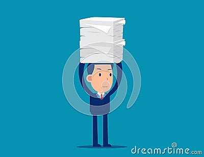 A lot of documents. Workload concept. Cute business cartoon vector style Vector Illustration