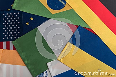 A lot of flags of different countries. International flags Stock Photo