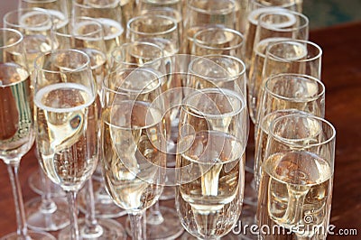 A lot of glasses with champagne Stock Photo