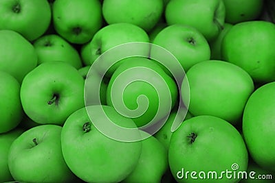 A lot of green bright apples Stock Photo