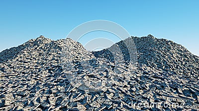 A lot of money. million dollar cash. dollar mountain. Financial concept. 3d rendering. Stock Photo