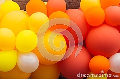 A lot of multicolored balloons, orange and red, pride festival Stock Photo