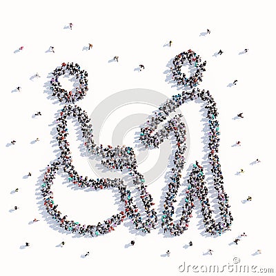 A lot of people form a disabled person Stock Photo