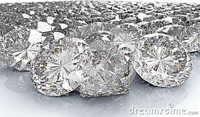 Lot of perfect diamond on white Cartoon Illustration