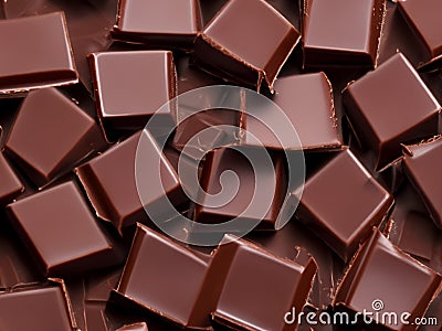 A lot of pieces dark chocolate Stock Photo